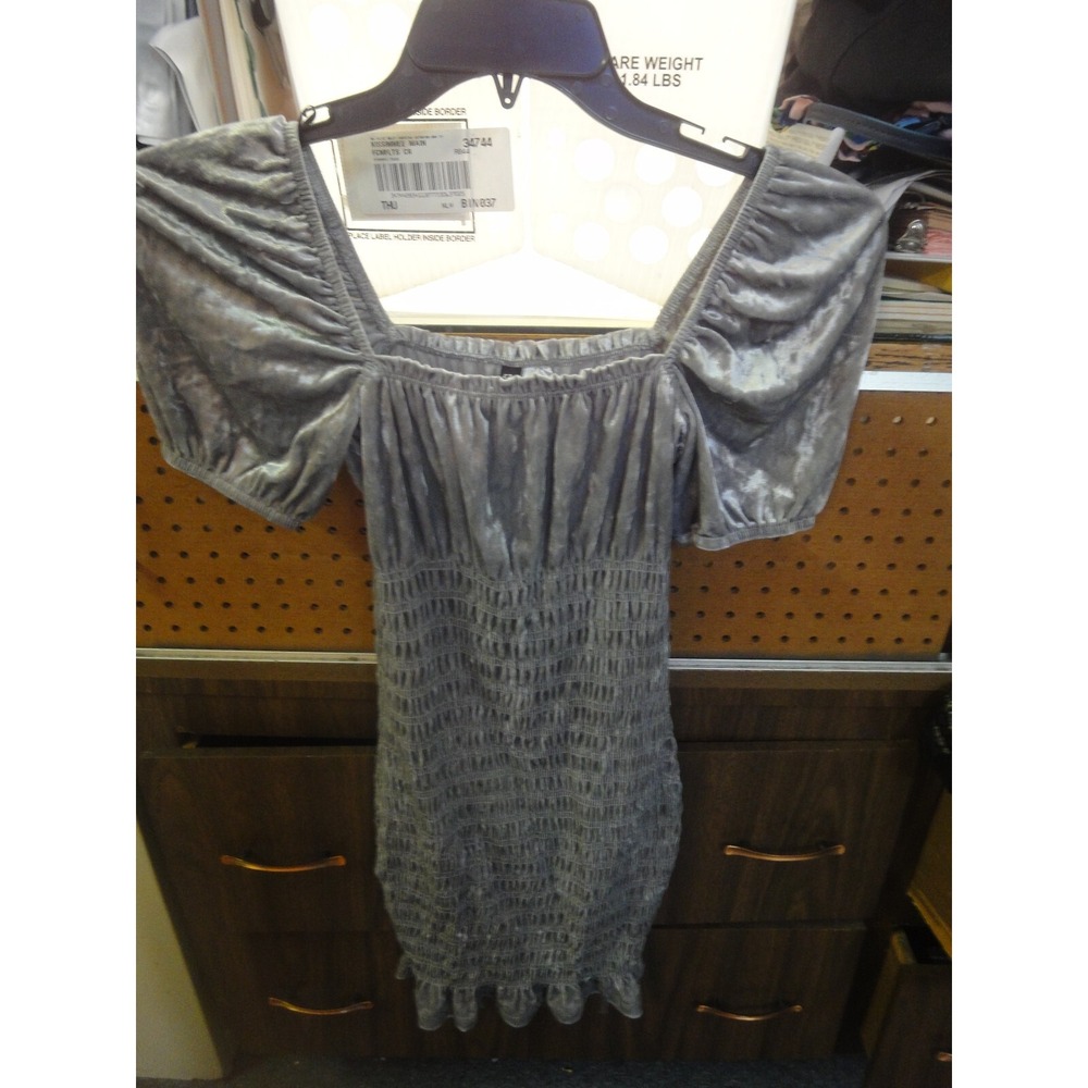 Divided H&M Gray velour feel stretchy off shoulder dress XS New with tags